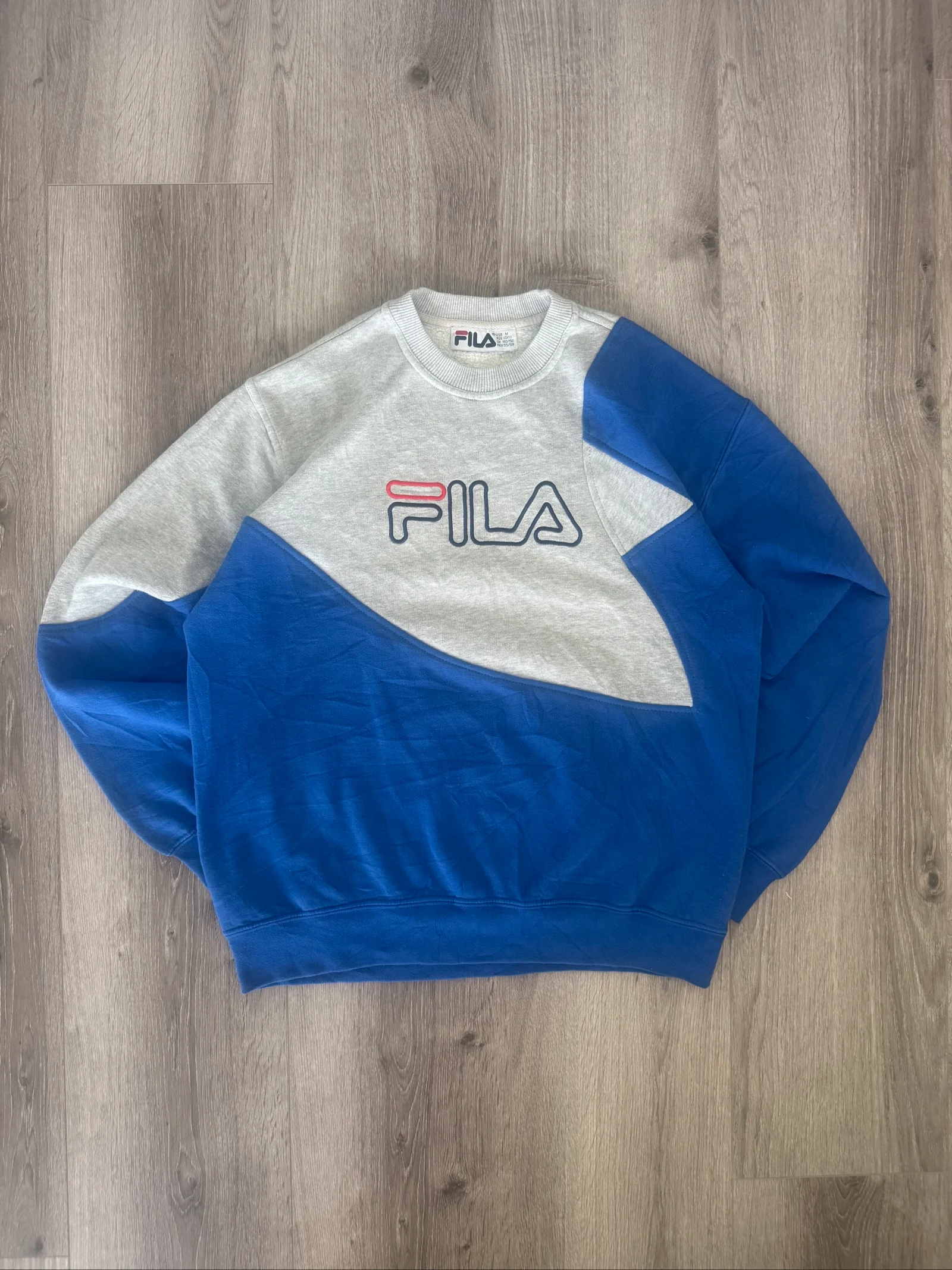 FILA Vintage Colorblock Sweatshirt M Blue Grey Crewneck 90s Streetwear Unisex – photo 5